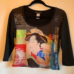 Black Market Spandex Graphic Cropped Tee